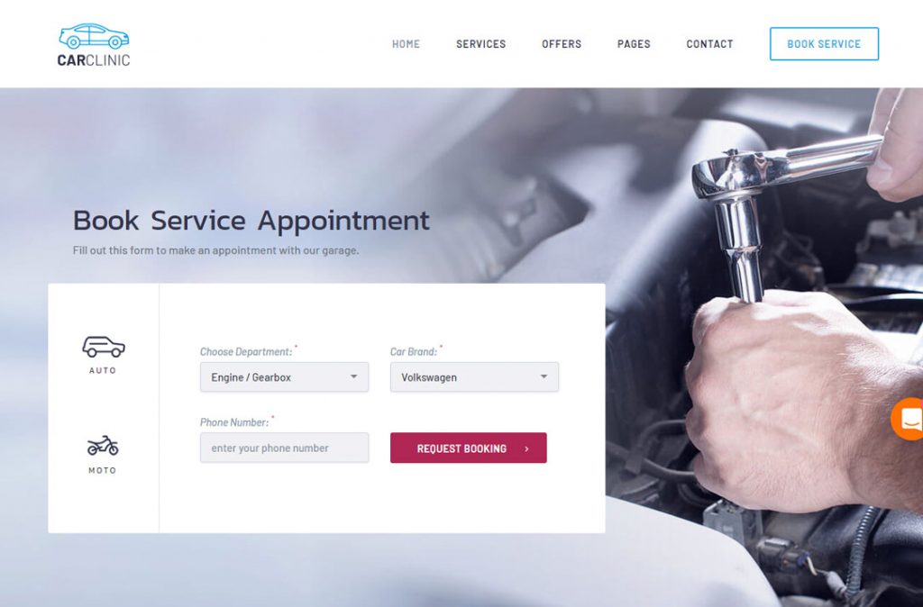 Car Clinic automotive wordpress theme